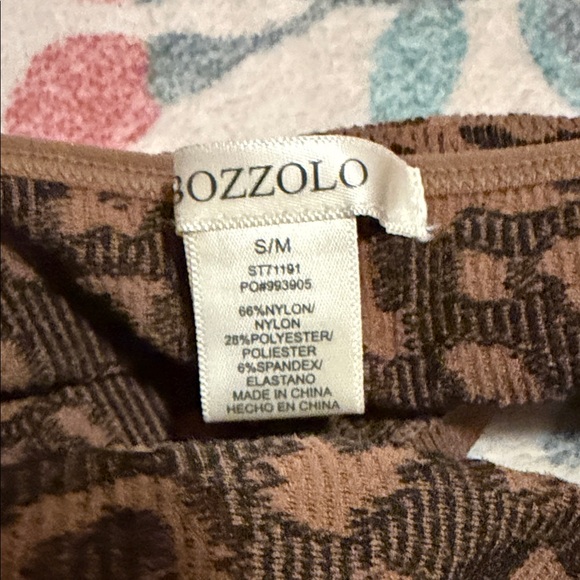 Bozzolo Leopard Print Seamless Crop Tank Top Camisole Brown Black Animal Print - Picture 8 of 11